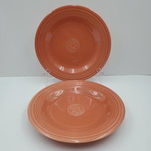 Oneida Petals Terra Cotta Dinner Plates Salmon Embossed Flower in Center
